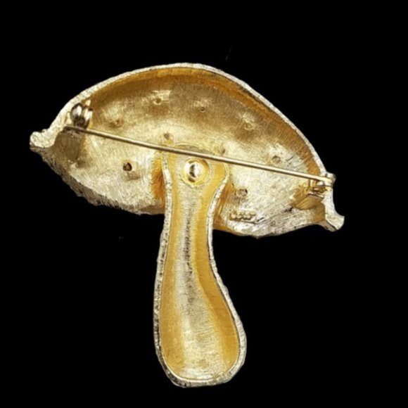 Vintage Coro Rhinestone Fantasy Mushroom Brooch - Picture 3 of 4
